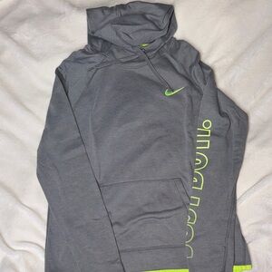 Nike Gray Hoodie with Neon Green Details